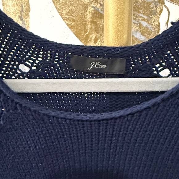 J.CREW NWOT Navy Blue Women's Sweater pointelle -knit layer preppy - Picture 11 of 12